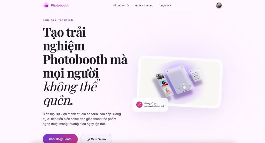 AI Photobooth — mobile booth UI with AI filter processing