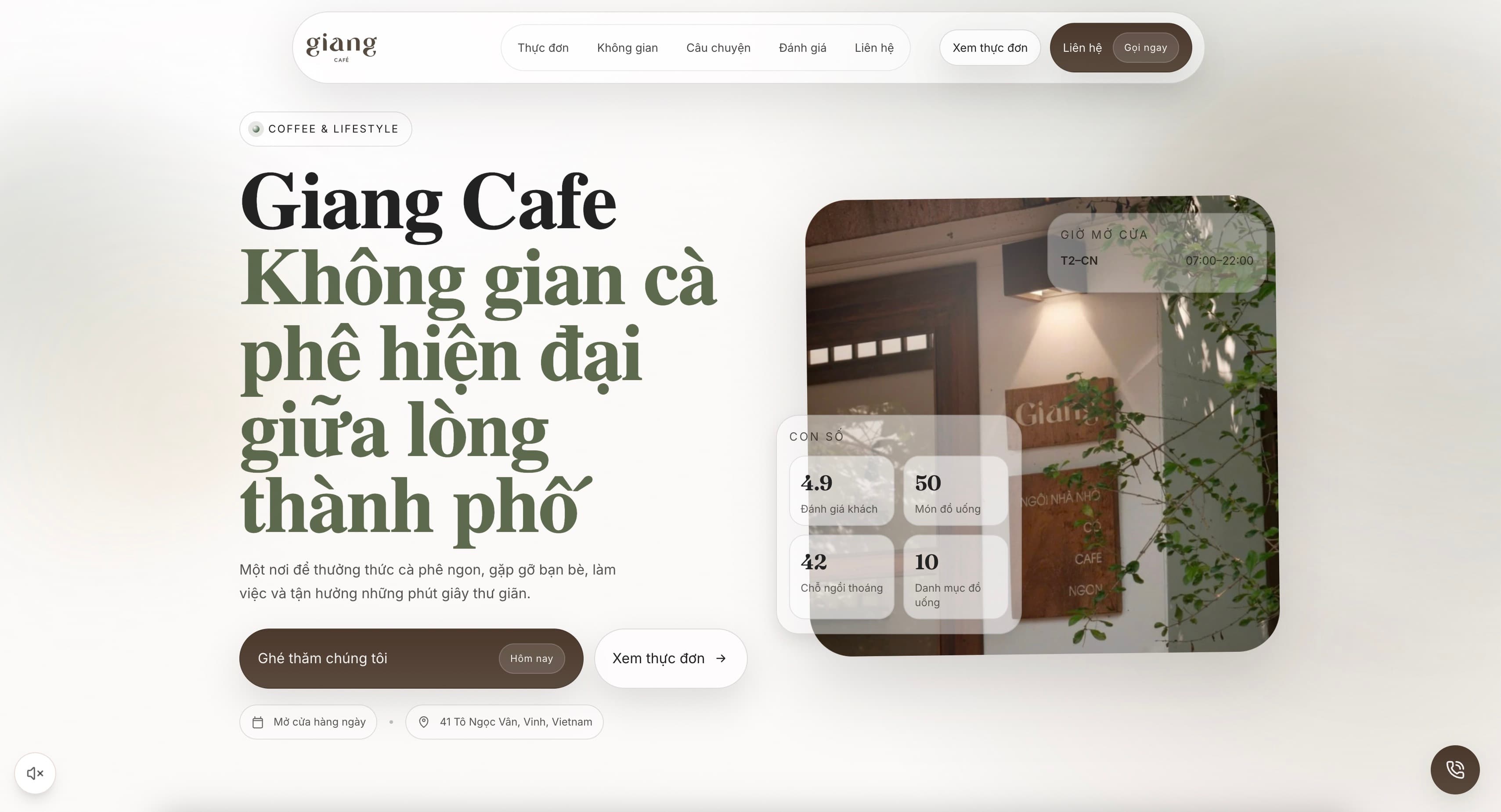 Giang Café — spatial coffee journey website