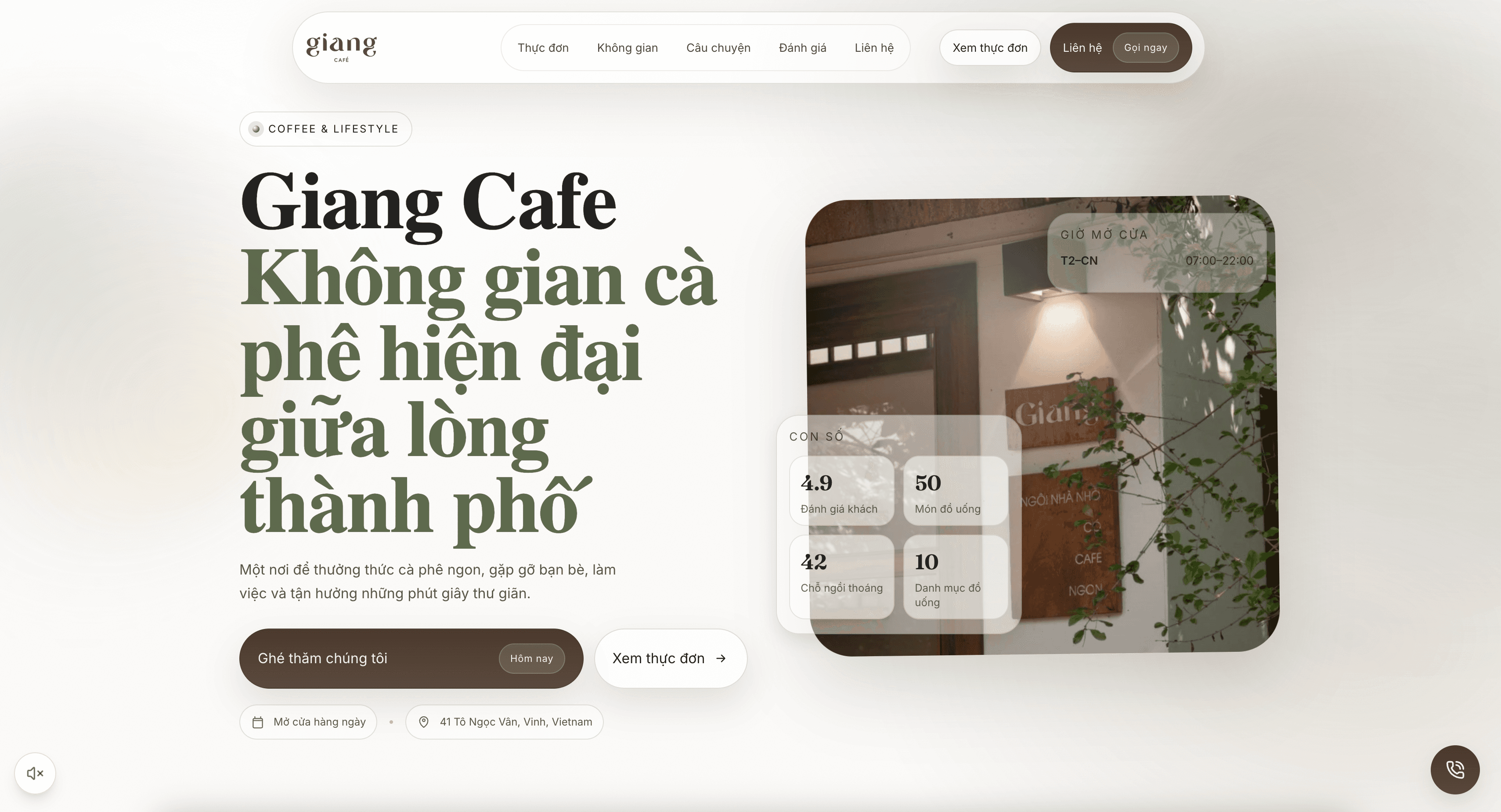 Giang Café — before redesign challenge